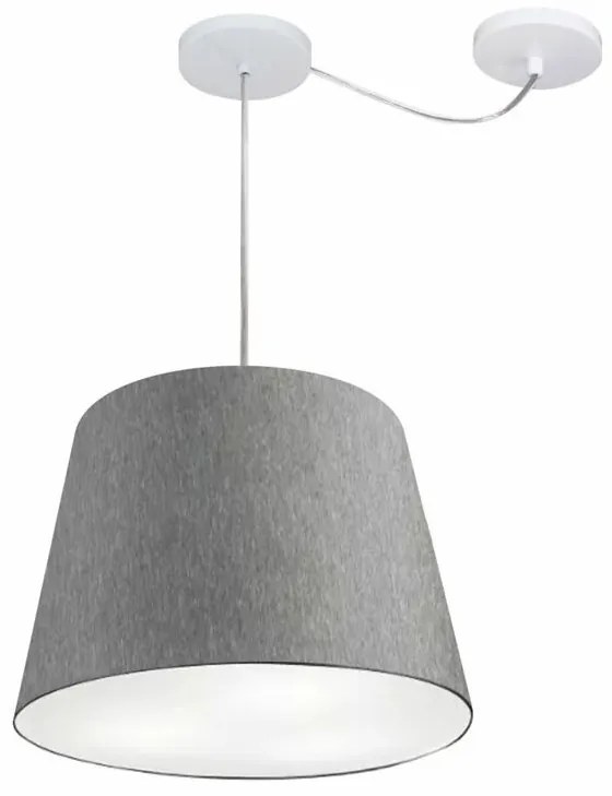 Lustre Pendente Cone Com Desvio de Centro Vivare Md-4280 Cúpula em Tecido 30x40cm - Bivolt