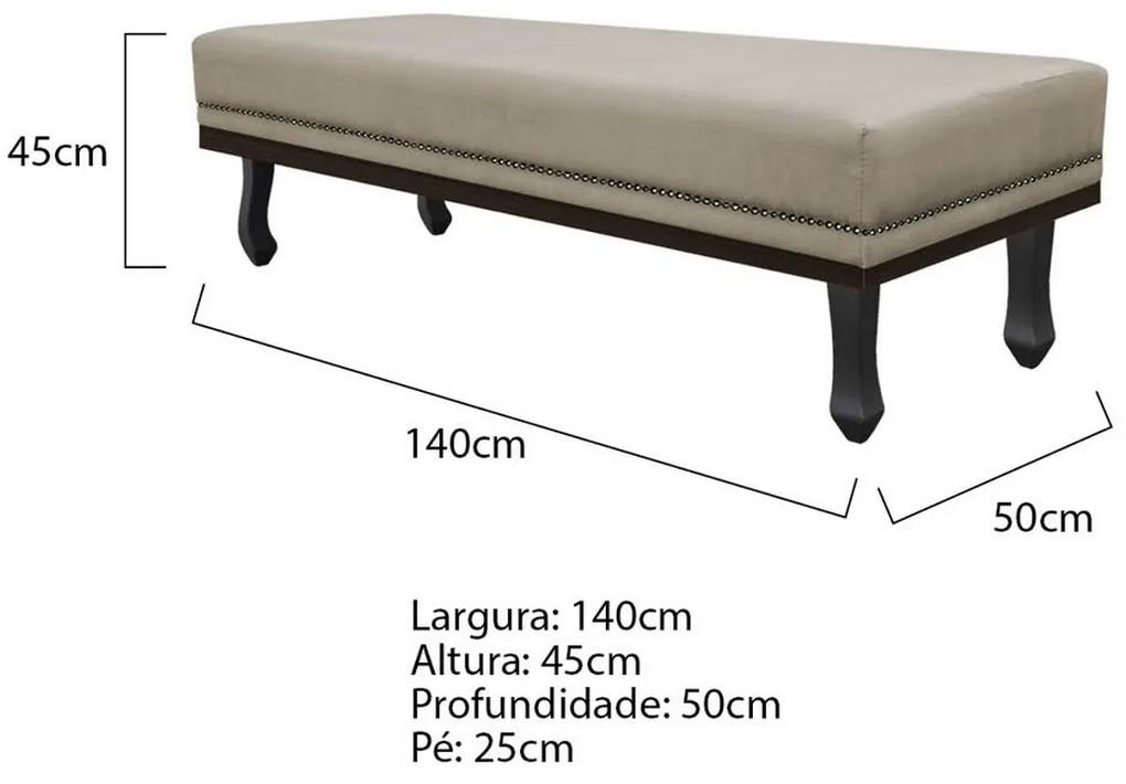 Calçadeira Casal Orlando P02 140 cm para cama Box Suede - ADJ Decor