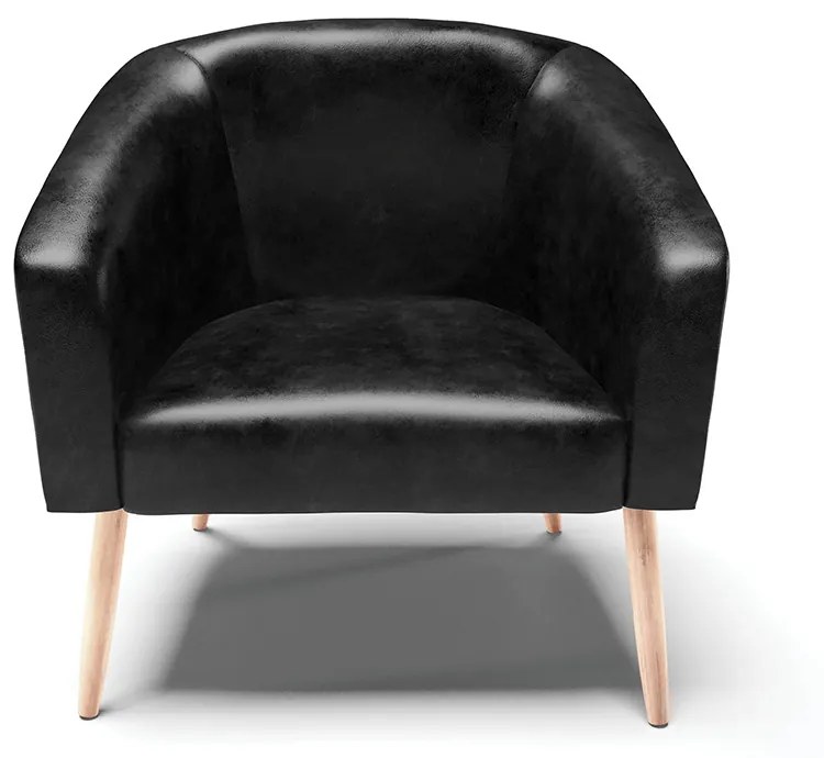 Poltrona Decorativa Pé Palito Natural Kit 2 Stella Sintético PU D03 - D'Rossi - Preto