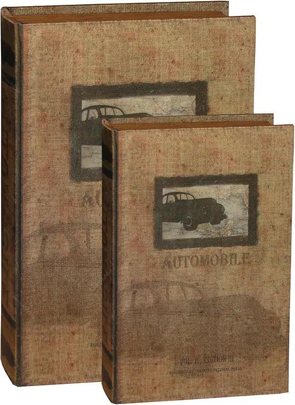 Conjunto Book Box 2 Peças Seda Auto Mobile Oldway - 33x22 cm