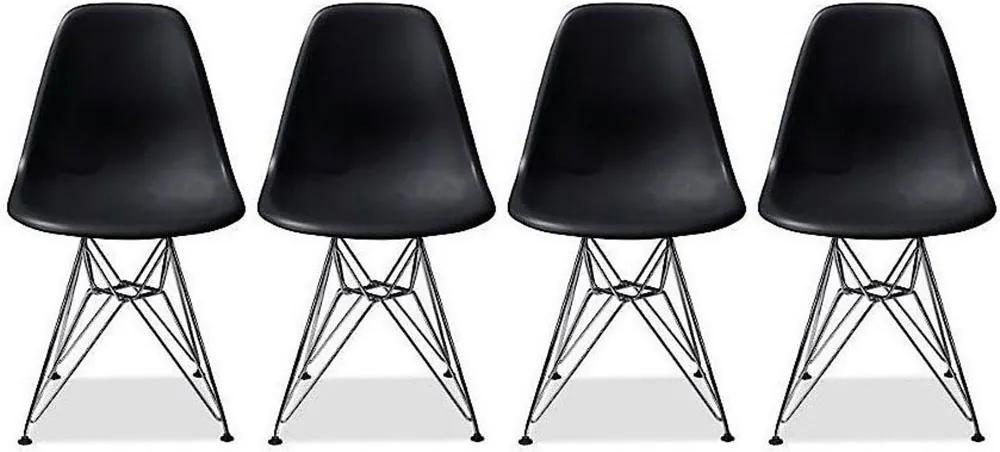 Conjunto 4 Cadeiras Eiffel Eames DSR Preta