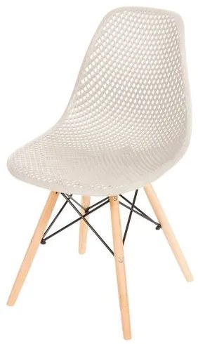 Cadeira Eames Furadinha cor Fendi com Base Madeira - 50007 Sun House