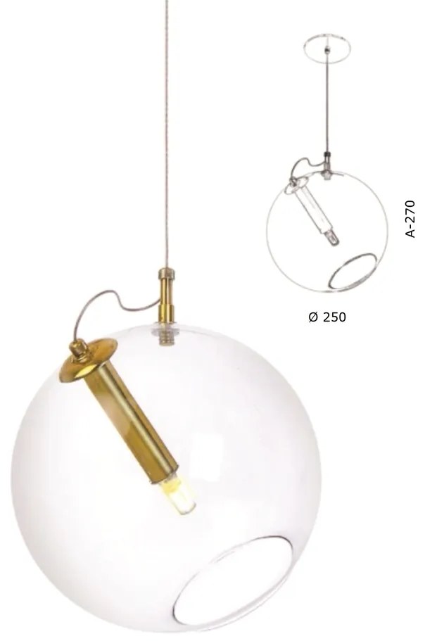 Pendente Globo Inclinado Ø25X27Cm Metal E Globo Ø25Cm 01Xg9 |Old Artis... (ROSÊ FOSCO / COBRE BRILHO, AMBAR)