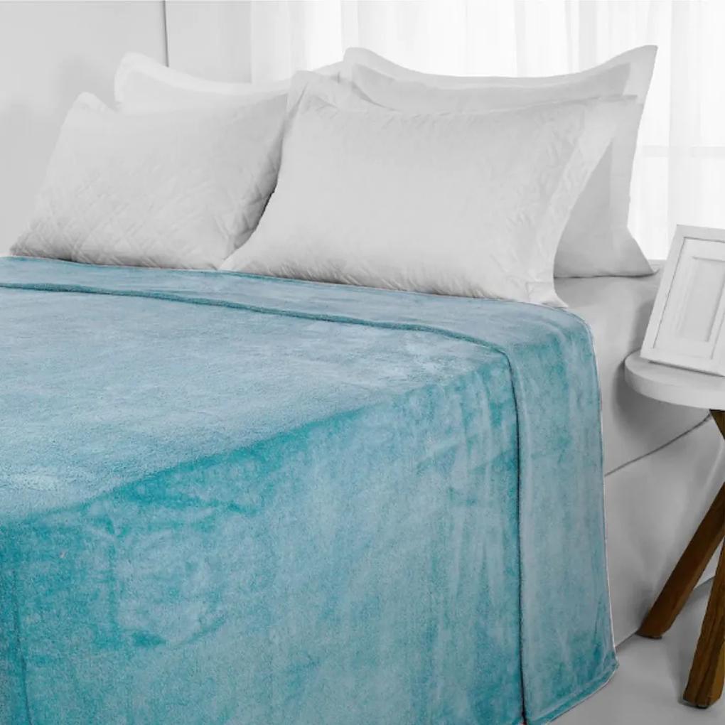 Manta Cobertor King Size Azul Beb&ecirc; em Microfibra da Corttex Home Design