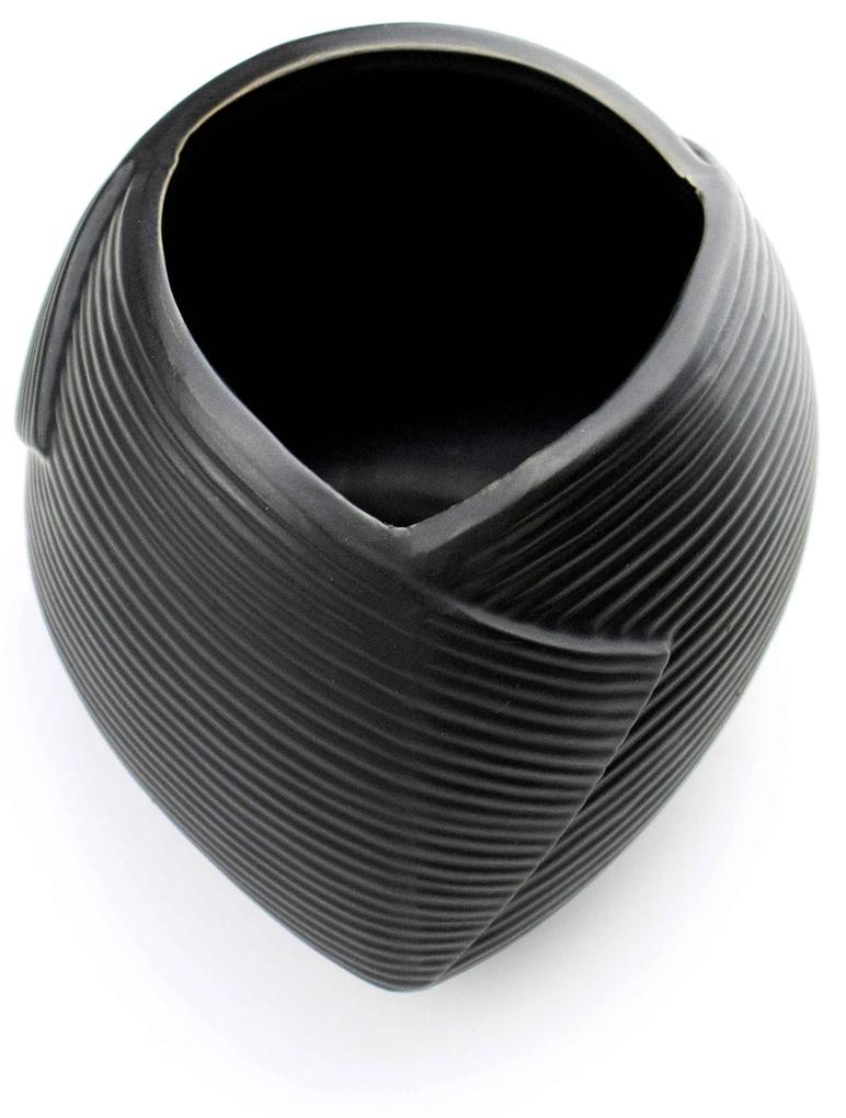 Vaso Decorativo Dobradura Preto em Cerâmica 16,5x17,5 cm - D'Rossi