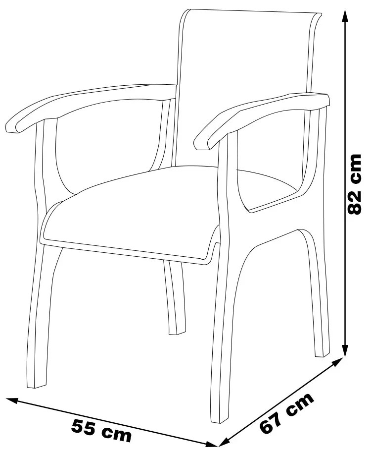 Cadeira Decorativa Sala de Jantar Madeira Maciça Pedri com Braço Linho Off White/Imbuia G42 - Gran Belo