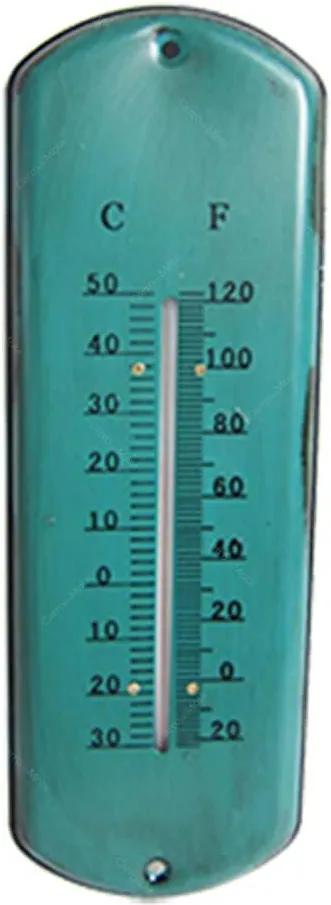Termômetro Long Board Style Azul em Ferro - Urban - 30,5x10,5 cm