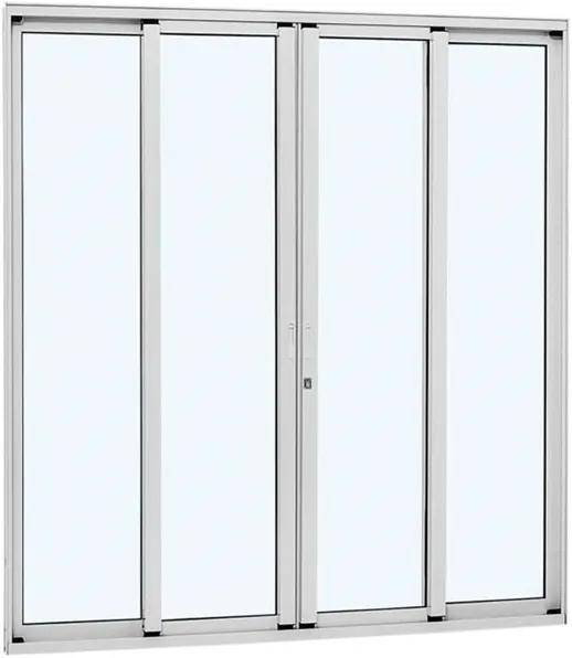 Porta de Correr Alumínio - 4 Folhas - Branco Alumifort 216x200x8,7cm - 77136614 - Sasazaki - Sasazaki