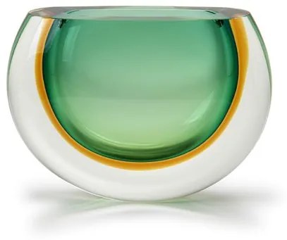 Vaso 92 MS Bicolor Verde com Âmbar Murano Cristais Cadoro