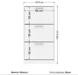 Sapateira Plus 3 Portas Branco - Santos Andirá