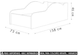 Mini Cama Infantil 148x68cm Personagens Carro Vermelho Z53 - Mpozenat