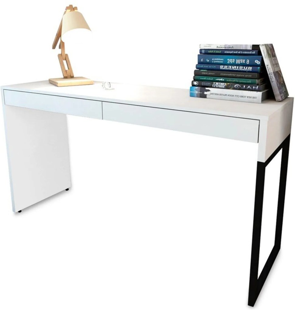 Mesa Para Computador Escrivaninha 2 Gavetas Desk Branco - Fit Mobel
