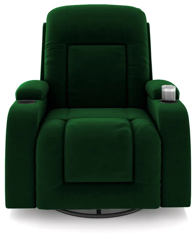 Poltrona do Papai Reclinável Giratória e Balanço Sala de Cinema Crihs Manual Glider Veludo Verde Esmeralda G23 - Gran Belo