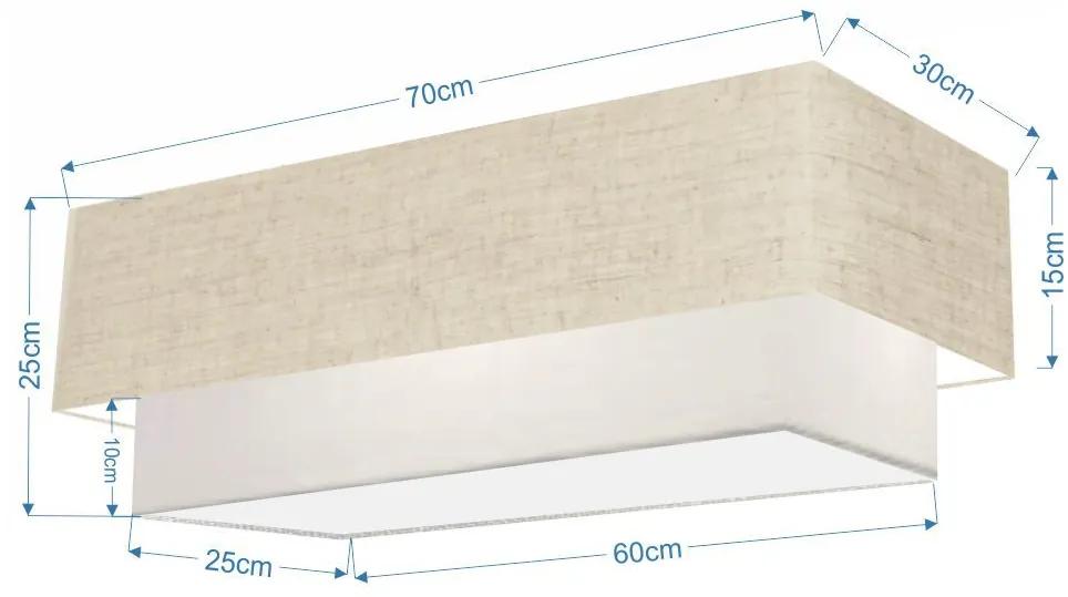 Plafon Para Dormitório Retangular SD-3044 Cúpula Cor Rústico Bege Branco