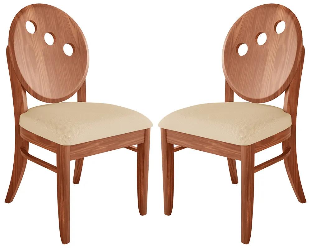 Kit 2 Cadeiras Decorativas Sala de Jantar Teseu Madeira Maciça Poliéster Bege/Imbuia G42 - Gran Belo