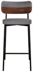 Banqueta Alta Bar Estofada Kit 6 Ella M25 Linho Cinza/Marrom - Mpozena