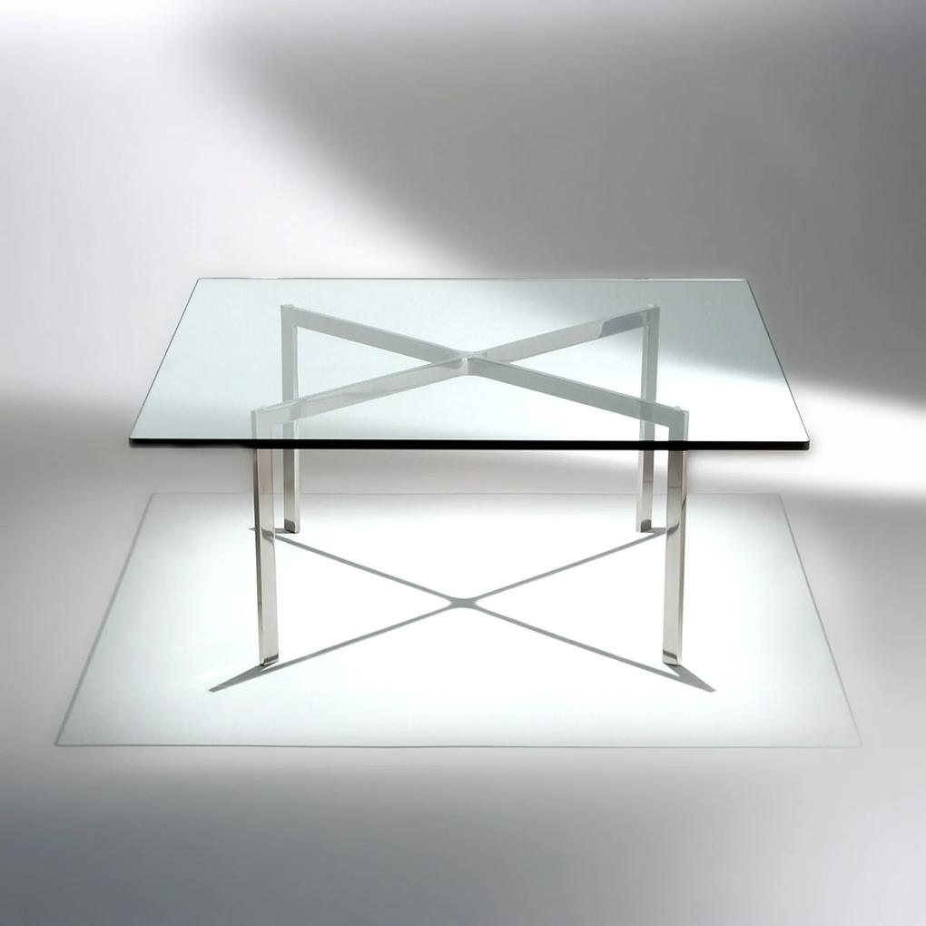 Mesa de Centro Barcelona Aço Inox Tampo Vidro Cristal Studio Mais Design by Mies Van Der Rohe