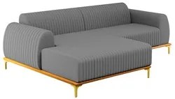 Sofá 265cm 4 Lugares com Chaise Esquerdo Pés Gold Molino C-416 Linho C