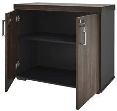 Balcão para Escritório 90cm 2 Portas Corp A06 Charuto/Preto - Mpozenat