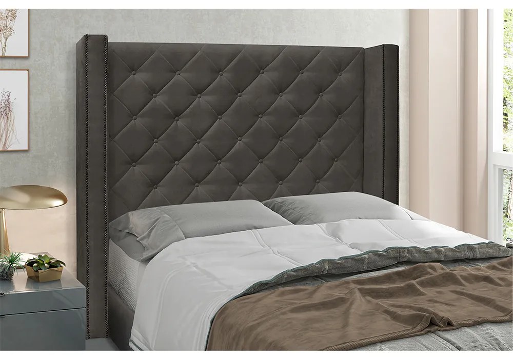 Cabeceira Vicenza Para Cama Box Solteiro 90 cm Suede - D'Rossi - Cinza