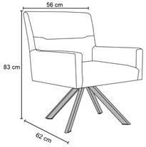 Kit 2 Poltronas Decorativas Giratórias Base Giromad Madeira Angel Velu