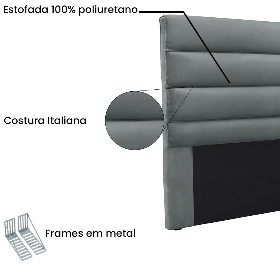 Cabeceira Cama Box Queen 160 cm Arles Veludo S04 - D'Rossi - Cinza