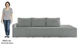 Sofá Ilha Modular com Puff para Sala Living 312cm Georgia K04 Bouclê C