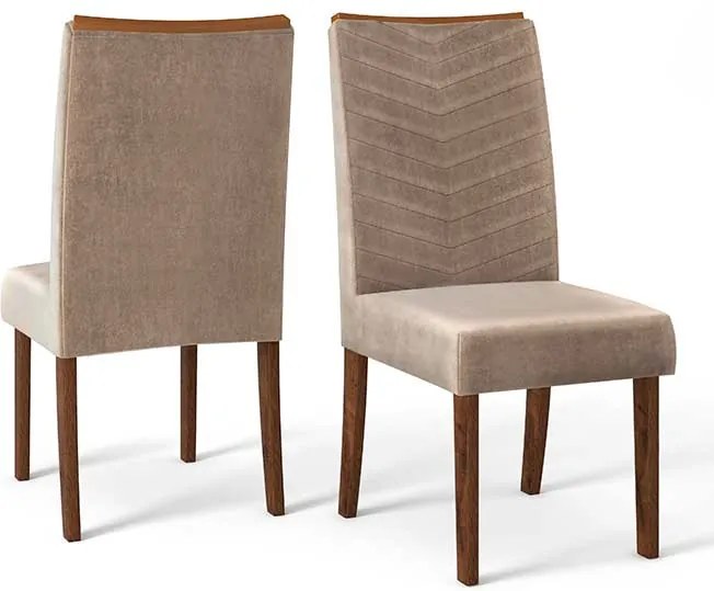 Conjunto 2 Cadeiras Lucila Rústico Malbec Tecido Veludo Kraft