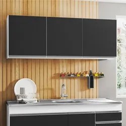 Armário Aéreo de Cozinha 150cm 3 Portas Argélia Branco/Preto - Lumil