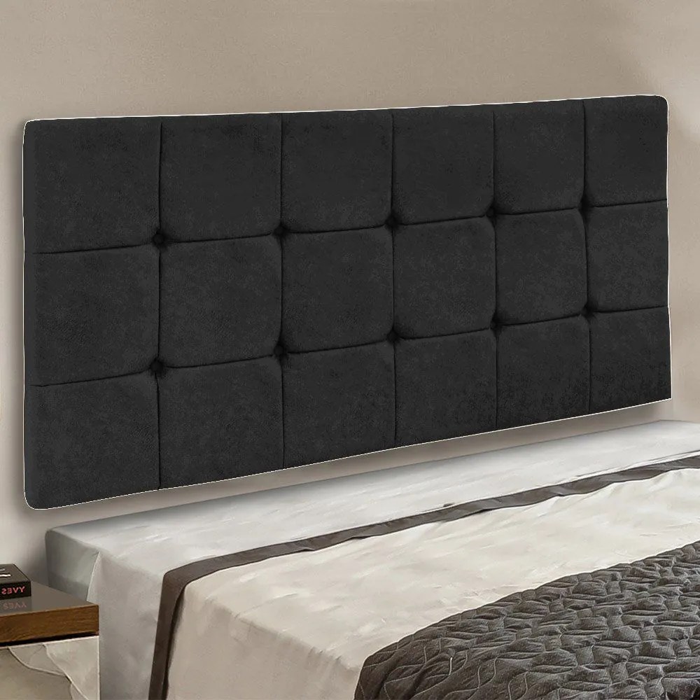 Cabeceira Painel Sleep para Cama Box Solteiro 90 cm Veludo Preto - D'Rossi