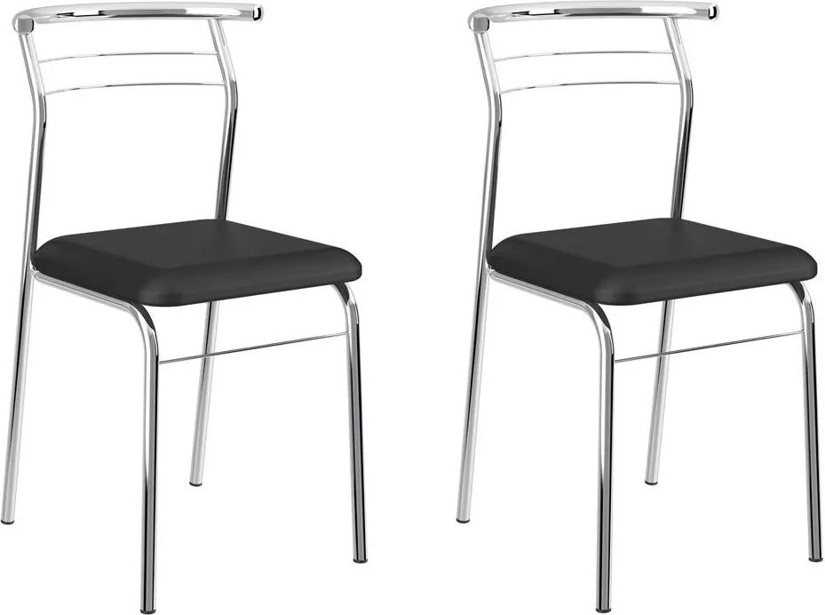 Cadeiras para Cozinha Kit 2 Cadeiras 1708 Preto/Cromado - Carraro Móveis