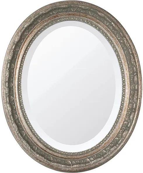 Espelho Oval Bisotê Prata Envelhecido Médio