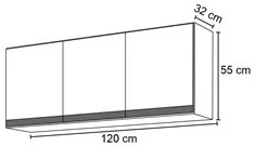 Armário Aéreo de Cozinha 3 Portas 120cm Andréia Branco - AJL Móveis