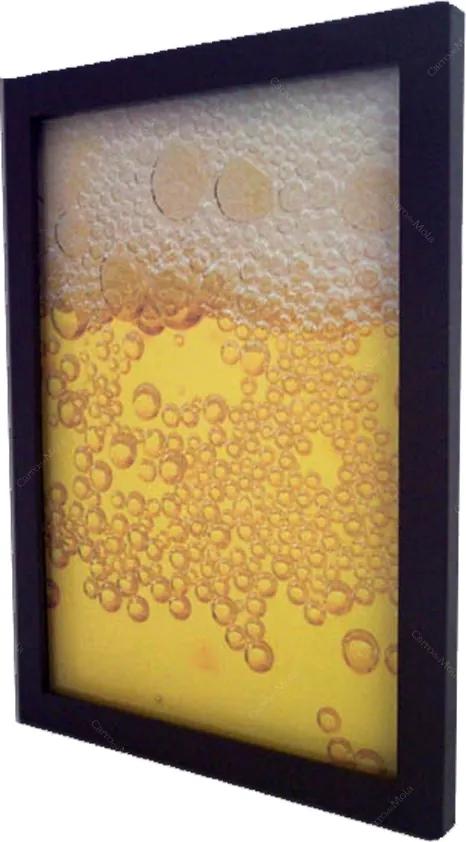 Quadro Tampinhas Espuma de Cerveja Médio em MDF - 32x23 cm