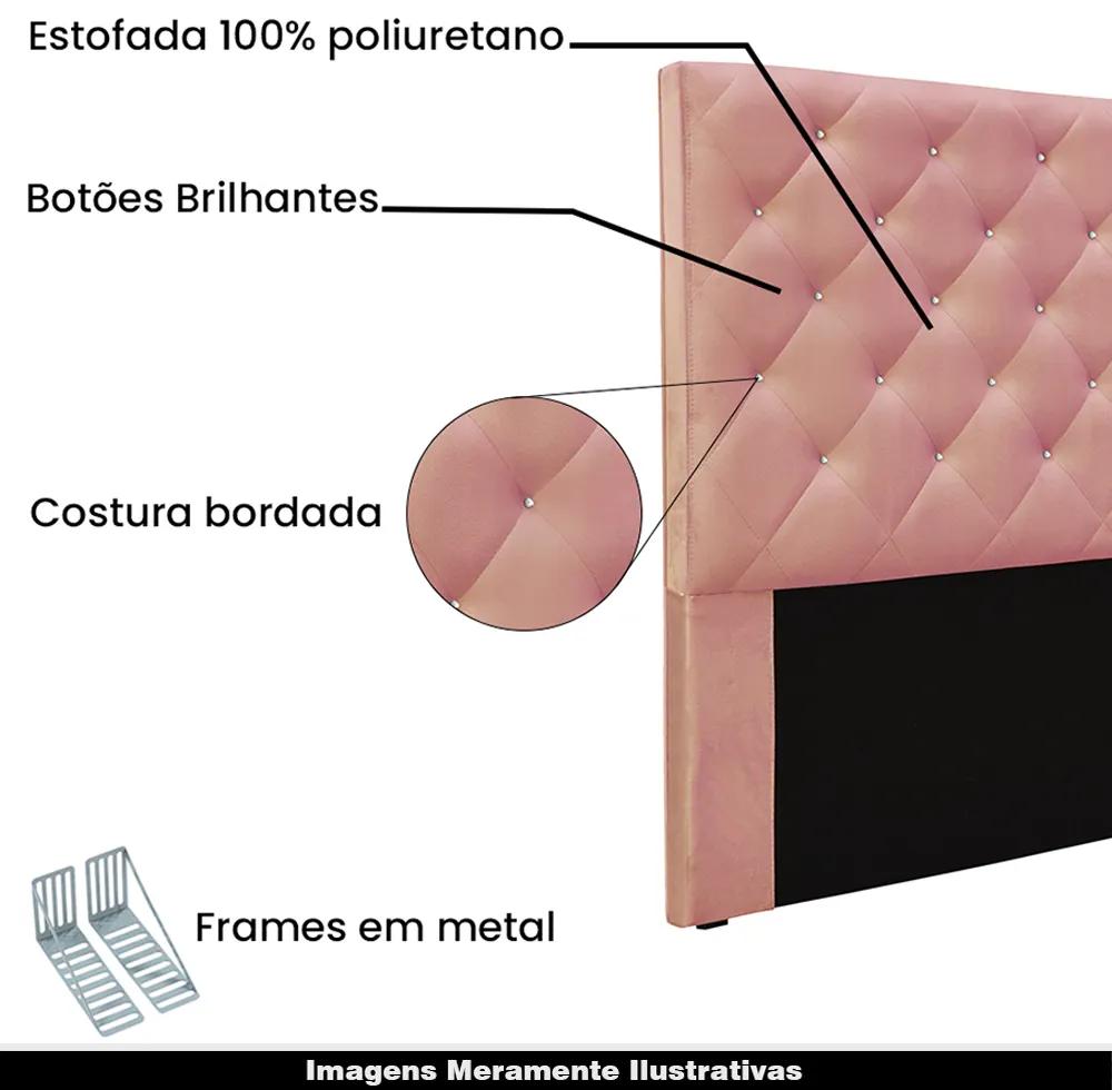 Cabeceira Decorativa Casal 1,40M Tàzio Veludo Rosa G63 - Gran Belo