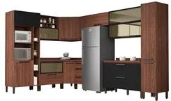 Cozinha Modulada Completa 15 Peças Viv Concept C12 Nogueira/Black - Ki