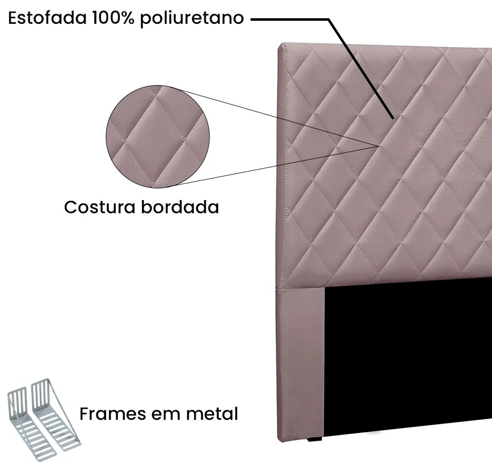 Cabeceira Cama Box Solteiro 90 cm Dubai Veludo Lilás S04 - D'Rossi