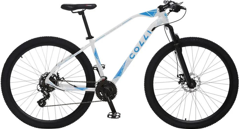 Bicicleta Esportiva Aro 29 Altus Shimano 24v Suspensão Freio a Disco Duster Quadro 17 Alumínio Branco/Azul - Colli Bike