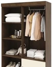 Guarda Roupa Solteiro 102cm Com Espelho Ideal Imbuia/Champanhe - Vila