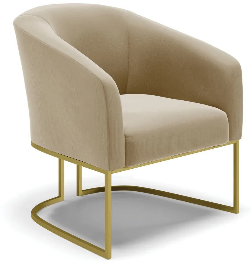 Namoradeira e 2 Poltronas Industrial Dourado Stella Suede Marrom R D03 - D'Rossi