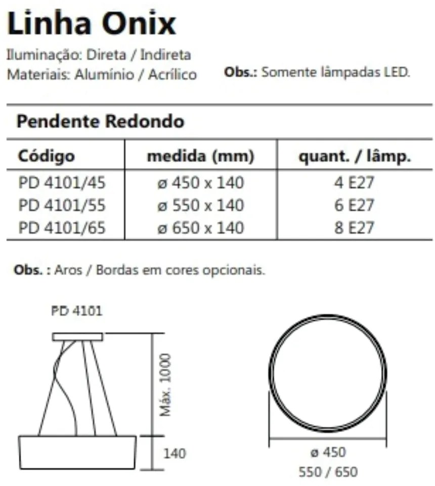 Pendente Redondo Onix Ø65X14Cm 8Xe27 Aro Recuado / Metal E Acrilico |... (ND-B - Nude Brilho, ND-B - Nude Brilho)