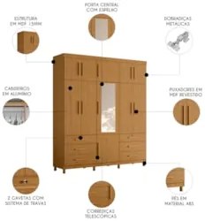 Guarda Roupa Casal 201cm 11 Portas Thony A02 Cinamomo - Mpozenato