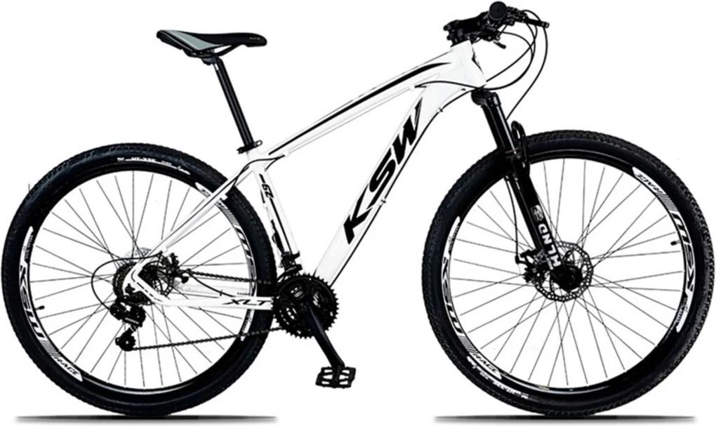 Bicicleta XLT Aro 29 Quadro 19 Alumínio 21 Marchas SuspensÁo Freio Disco Branco/Preto - KSW
