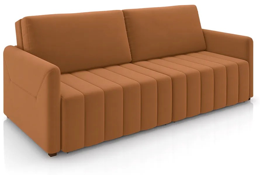 Sofá-Cama Decorativo Retrátil Thanos 2 Lugares 192cm Veludo Terracota G45 - Gran Belo