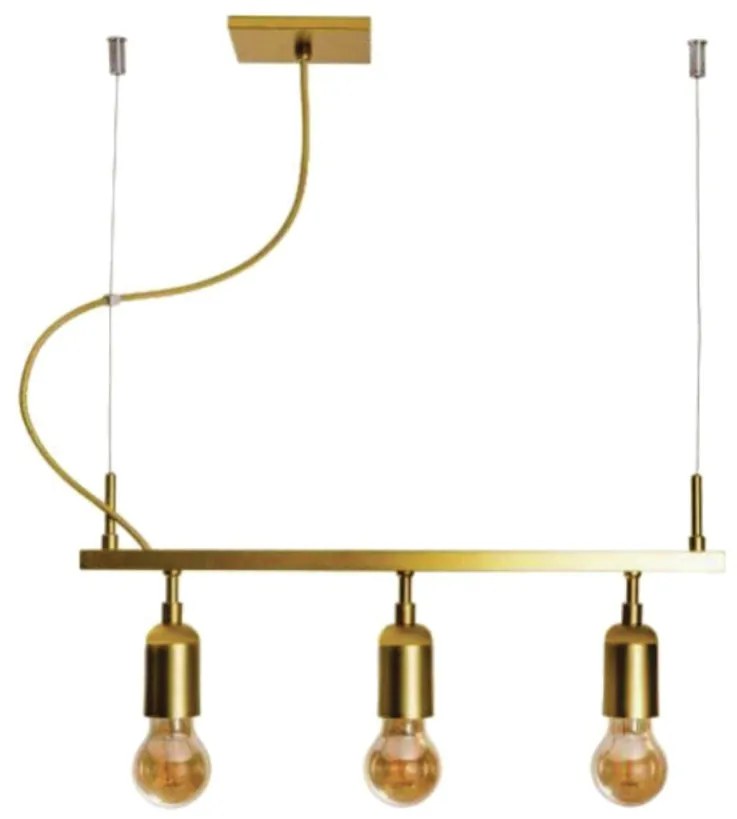 Pendente Branch S/ Globos 50Cm 3L E27 | Usina 16553/3 (DR-PV - Dourado Brilho Polido Verniz)
