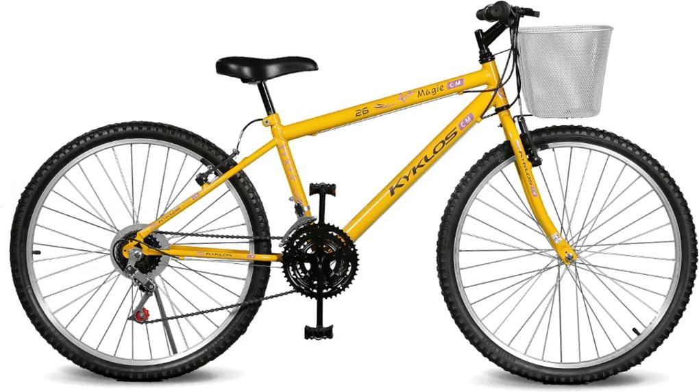 Bicicleta Kyklos Aro 26 Magie 21V Amarelo