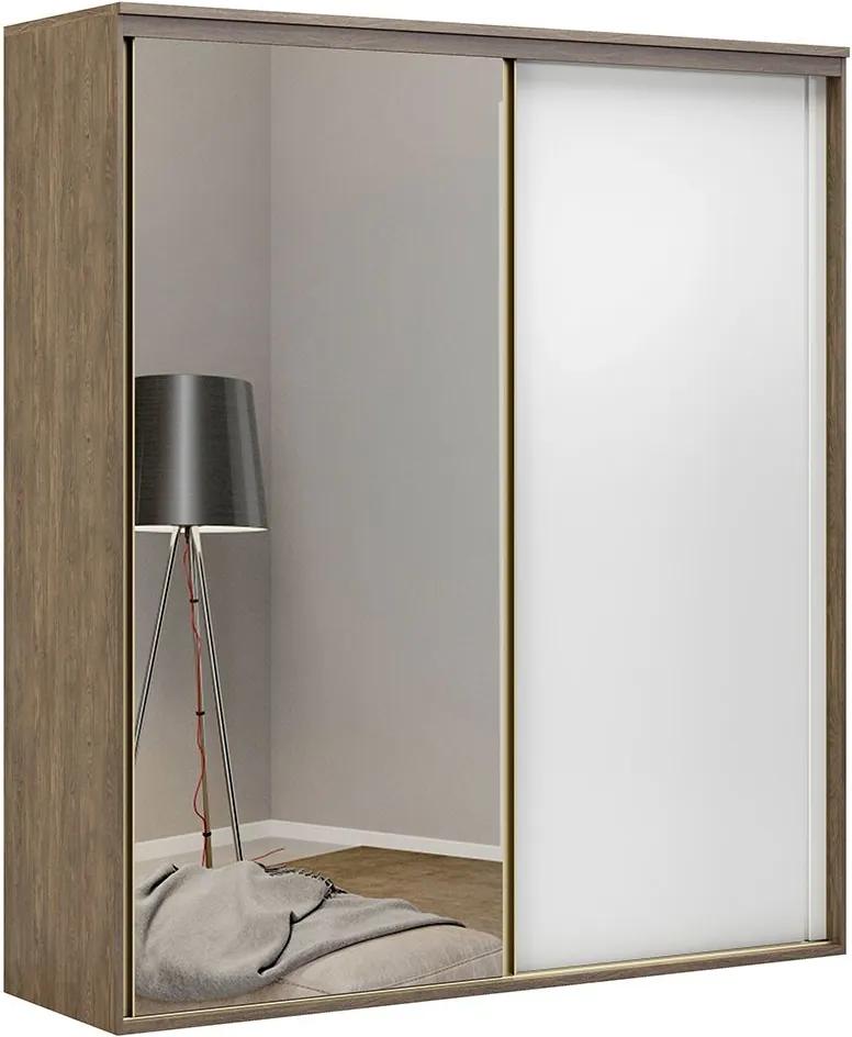 Roupeiro C/Espelho Inteiriço Galileu 178 cm de 2 portas em MDF - Portas Brancas