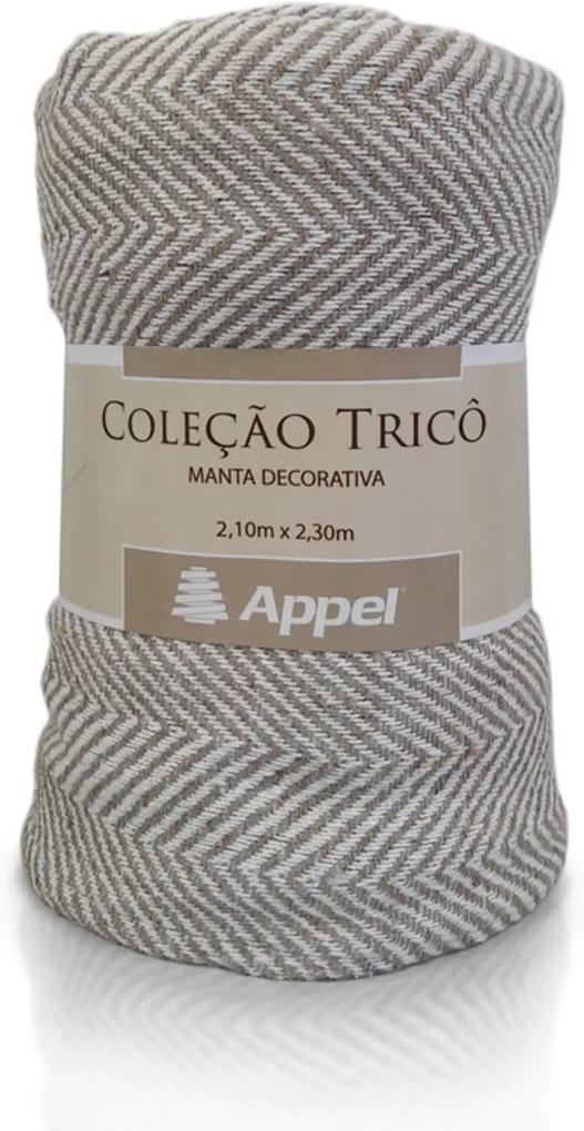 Manta Appel Tricô Decorativa P/ Cama E Sofá - Chevron Bege