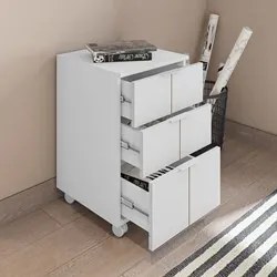 Gaveteiro Office 3 Gavetas Cubic Branco Texturizado - Caemmun