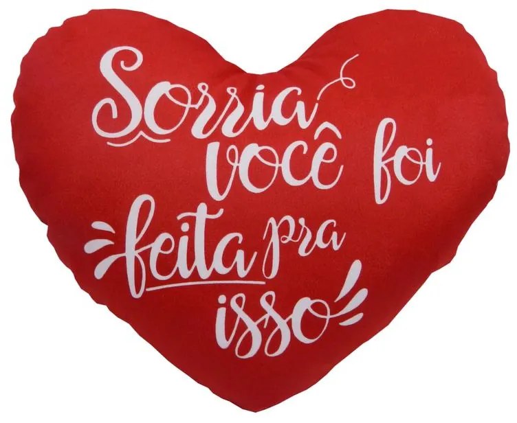 Almofada de Coração Cheia com Frases em Suede 45x30cm - ACC-0104